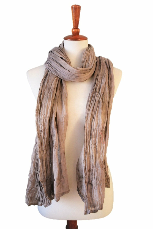 Hand-Dyed Cotton Scarf Naturally Dyed with Avocado and Madder Eco-Friendly Lightweight Cotton Scarf Draped Over Shoulders Soft Cotton Scarf in Earthy Tones with Natural Dye Variations Ethically Made Handwoven Scarf Styled as a Headwrap USA-Made Sustainable Fashion Scarf in Soft Cotton