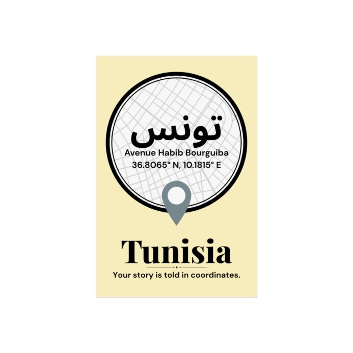 Tunis Coordinates Poster