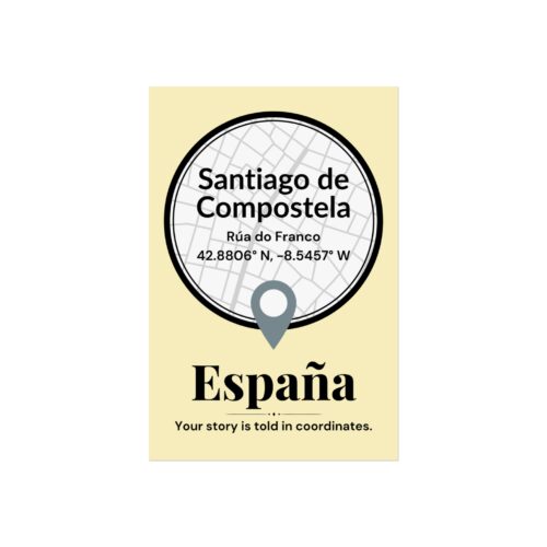 Santiago de Compostela Coordinates Poster