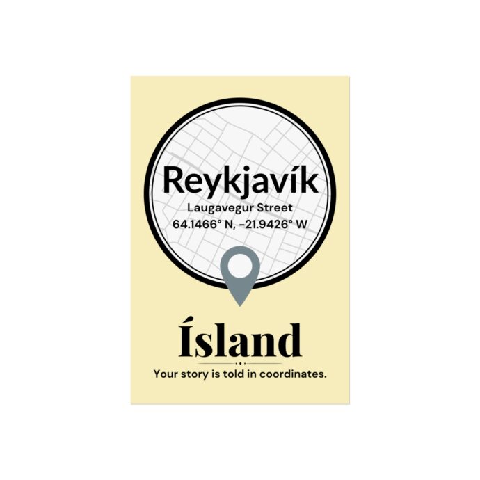 Reykjavík Coordinates Poster